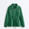 Lyocell and 24% Linen Blend Ruched Waist Jacket Lyocell and 24% Linen Blend Ruched Waist Jacket