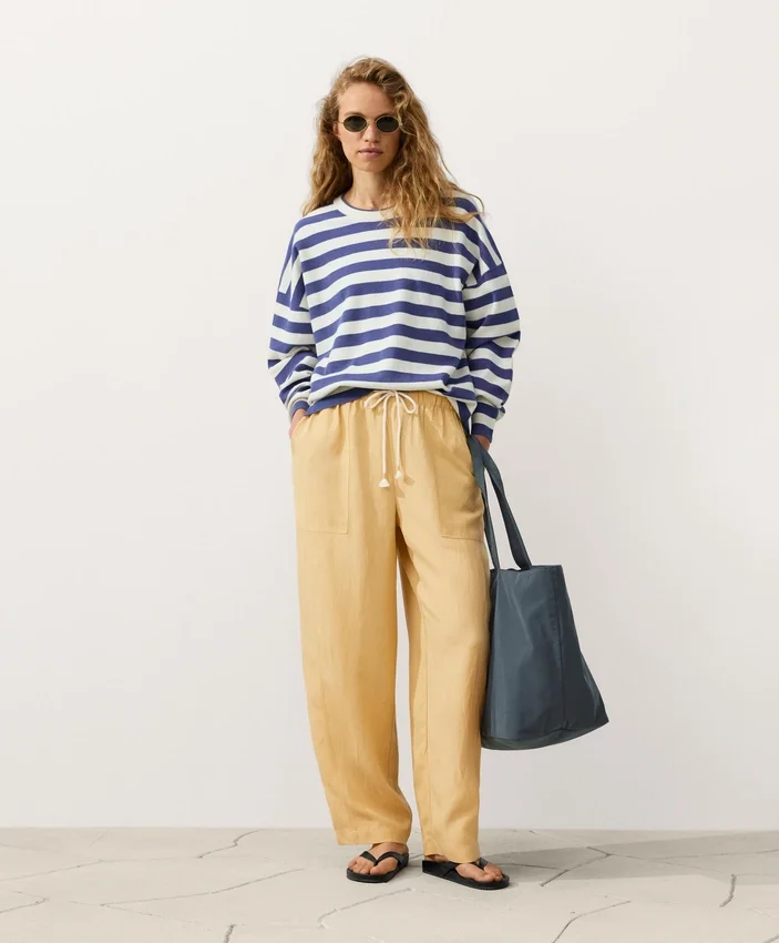 Lyocell Blend and 24% Linen Straight Trousers Lyocell Blend and 24% Linen Straight Trousers