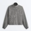 Lyocell Blend Gingham Bomber Jacket Lyocell Blend Gingham Bomber Jacket