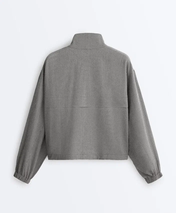 Lyocell Blend Gingham Bomber Jacket Lyocell Blend Gingham Bomber Jacket