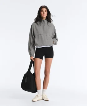 Lyocell Blend Gingham Bomber Jacket