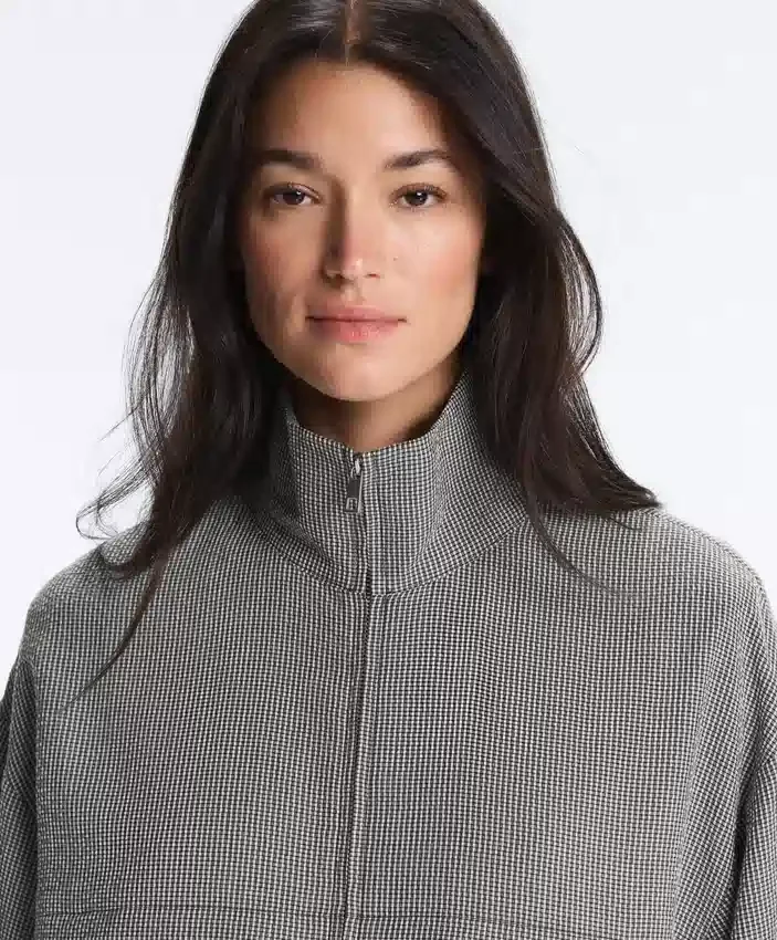 Lyocell Blend Gingham Bomber Jacket Lyocell Blend Gingham Bomber Jacket