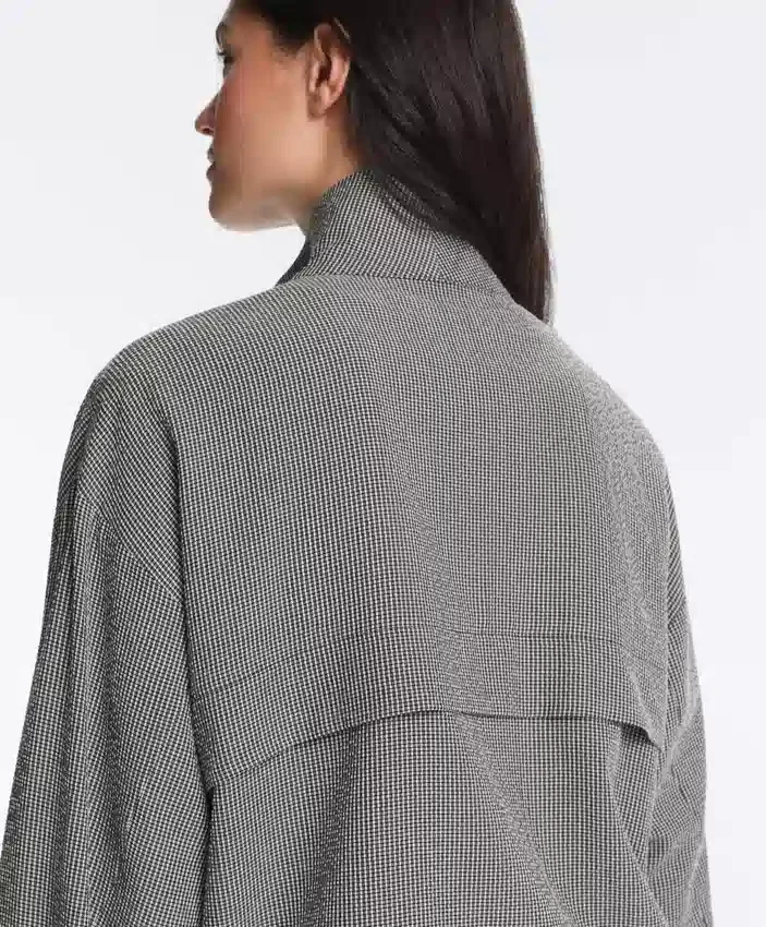 Lyocell Blend Gingham Bomber Jacket Lyocell Blend Gingham Bomber Jacket