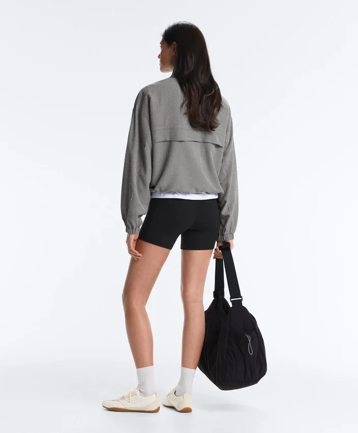 Lyocell Blend Gingham Bomber Jacket Lyocell Blend Gingham Bomber Jacket