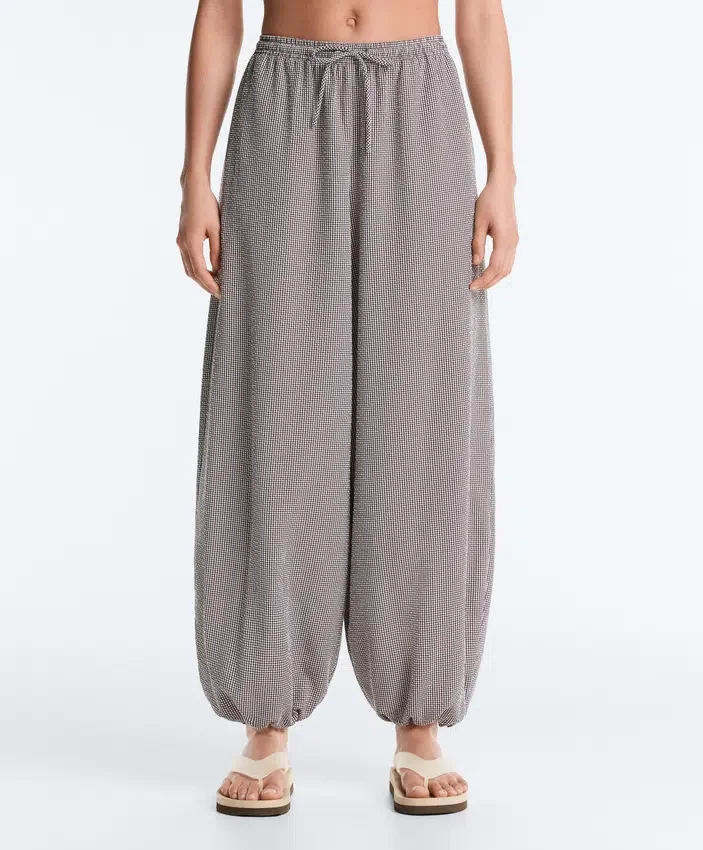 Lyocell Blend Gingham Maxi Bloomer Trousers Lyocell Blend Gingham Maxi Bloomer Trousers