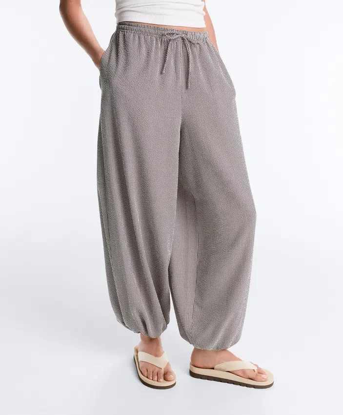 Lyocell Blend Gingham Maxi Bloomer Trousers Lyocell Blend Gingham Maxi Bloomer Trousers