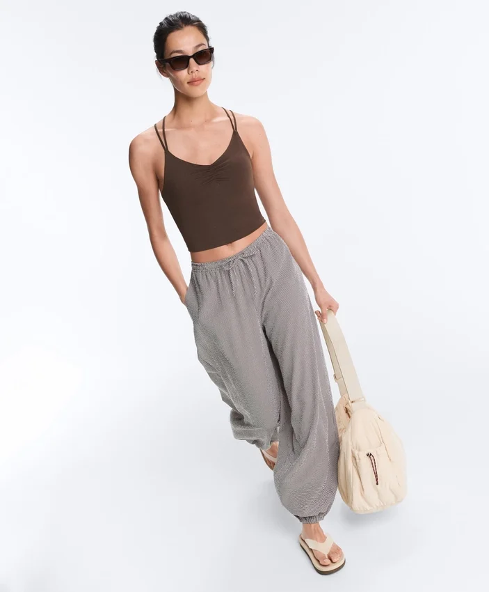 Lyocell Blend Gingham Maxi Bloomer Trousers Lyocell Blend Gingham Maxi Bloomer Trousers