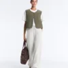 Marl Cotton Straight-Leg Trousers Marl Cotton Straight-Leg Trousers