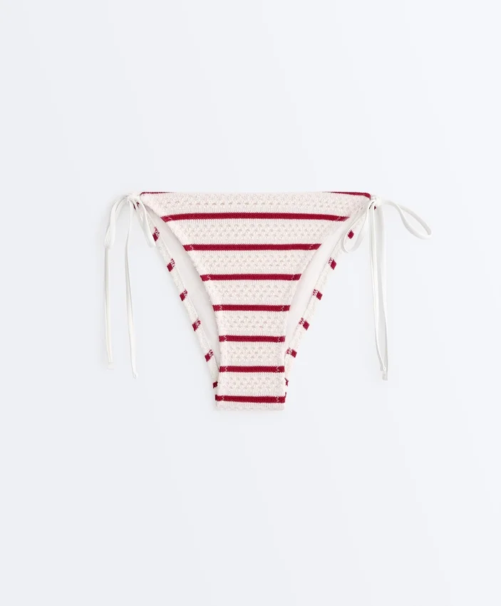 Medium-Coverage Striped Crochet Tie Bikini Briefs Medium-Coverage Striped Crochet Tie Bikini Briefs