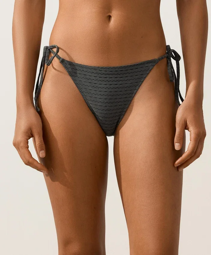 Medium-Coverage Tie Bikini Briefs in Washed-Effect Jacquard Medium-Coverage Tie Bikini Briefs in Washed-Effect Jacquard