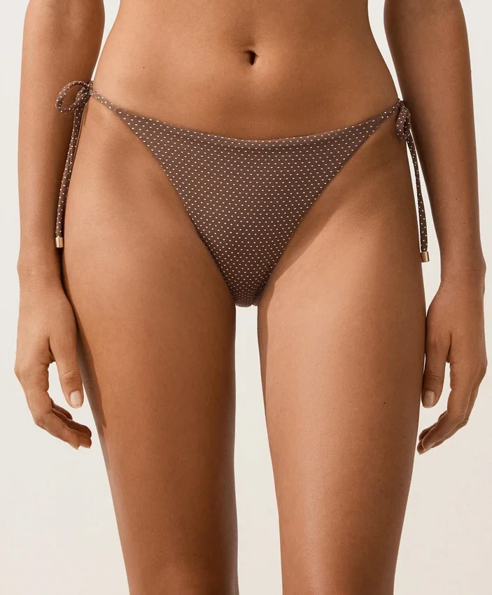 Medium-Coverage Tie Bikini Briefs with Mini Polka Dot Print Medium-Coverage Tie Bikini Briefs with Mini Polka Dot Print
