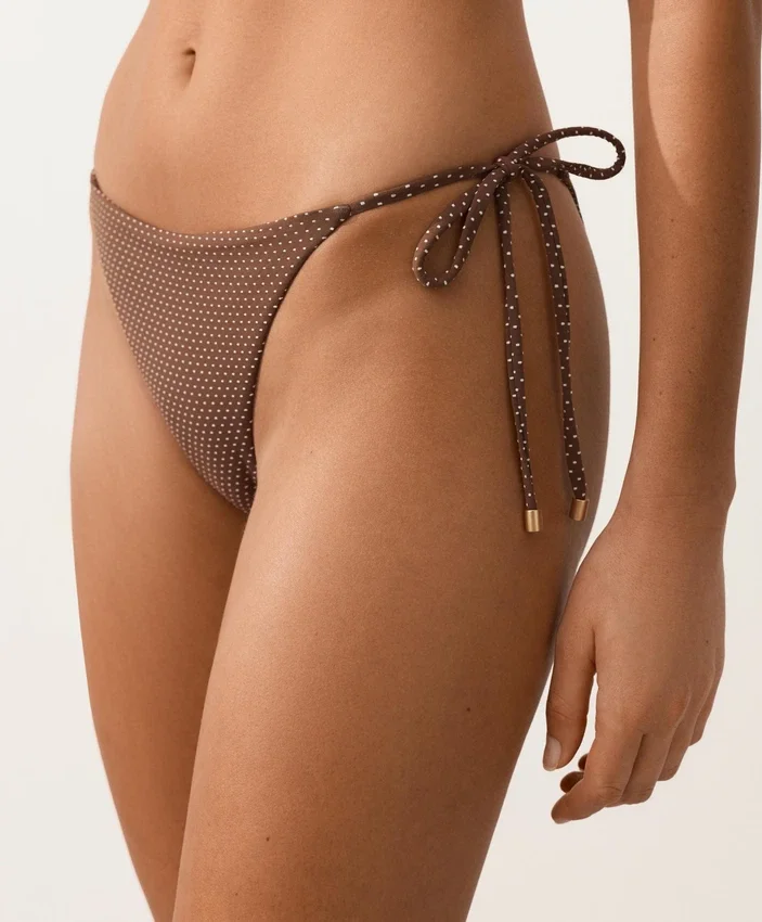 Medium-Coverage Tie Bikini Briefs with Mini Polka Dot Print Medium-Coverage Tie Bikini Briefs with Mini Polka Dot Print
