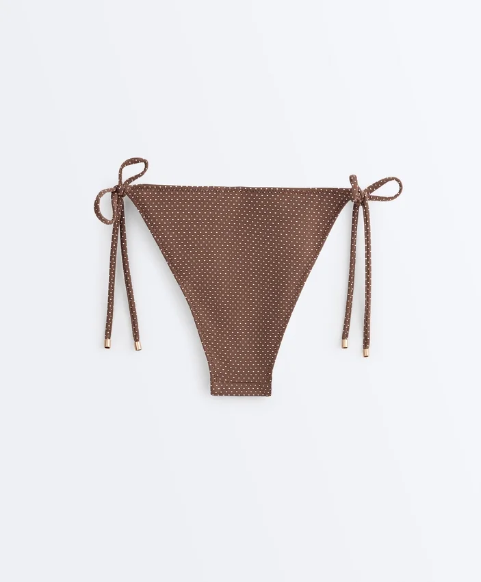 Medium-Coverage Tie Bikini Briefs with Mini Polka Dot Print Medium-Coverage Tie Bikini Briefs with Mini Polka Dot Print