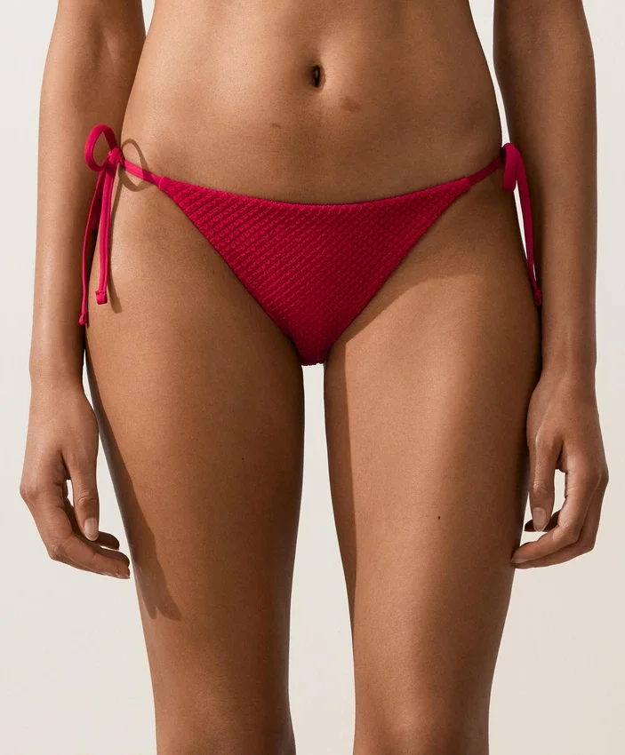Medium-Coverage Waffle Bikini Briefs with Ties Medium-Coverage Waffle Bikini Briefs with Ties