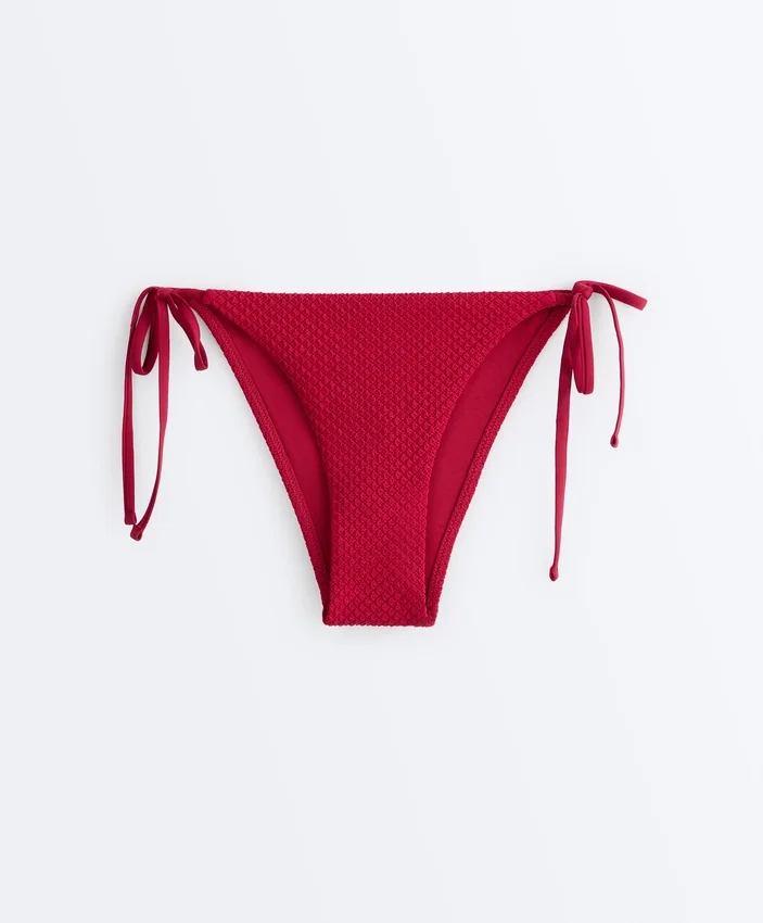 Medium-Coverage Waffle Bikini Briefs with Ties Medium-Coverage Waffle Bikini Briefs with Ties