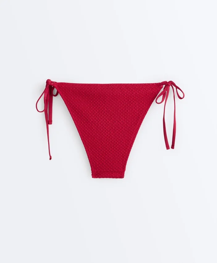 Medium-Coverage Waffle Bikini Briefs with Ties Medium-Coverage Waffle Bikini Briefs with Ties