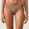 Metallic Thread Mini Print Medium-Coverage Bikini Briefs with Ties Metallic Thread Mini Print Medium-Coverage Bikini Briefs with Ties