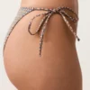 Metallic Thread Mini Print Medium-Coverage Bikini Briefs with Ties Metallic Thread Mini Print Medium-Coverage Bikini Briefs with Ties