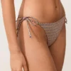 Metallic Thread Mini Print Medium-Coverage Bikini Briefs with Ties Metallic Thread Mini Print Medium-Coverage Bikini Briefs with Ties