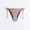Metallic Thread Mini Print Medium-Coverage Bikini Briefs with Ties Metallic Thread Mini Print Medium-Coverage Bikini Briefs with Ties