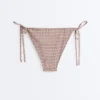 Metallic Thread Mini Print Medium-Coverage Bikini Briefs with Ties Metallic Thread Mini Print Medium-Coverage Bikini Briefs with Ties