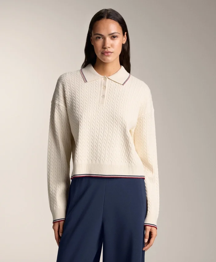 Mini Cable Knit Polo Neck Jumper Mini Cable Knit Polo Neck Jumper