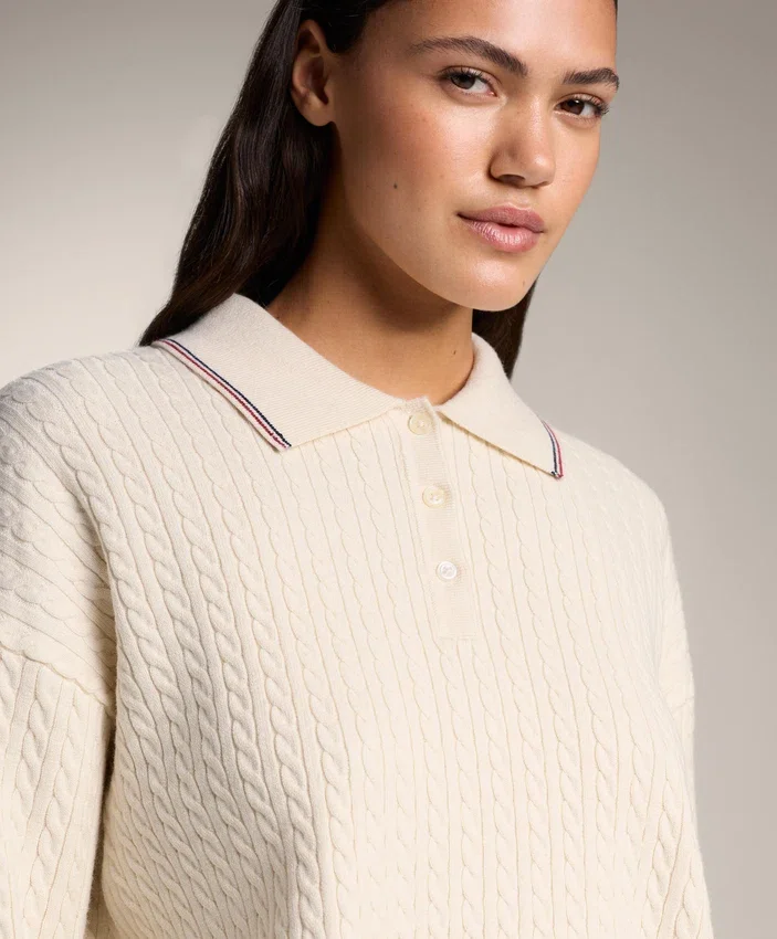 Mini Cable Knit Polo Neck Jumper Mini Cable Knit Polo Neck Jumper