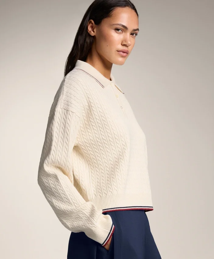 Mini Cable Knit Polo Neck Jumper Mini Cable Knit Polo Neck Jumper