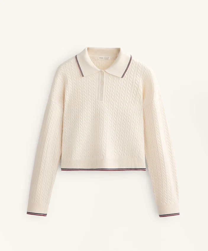 Mini Cable Knit Polo Neck Jumper Mini Cable Knit Polo Neck Jumper