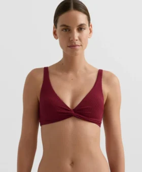 Mini Check Jacquard Halter Bikini Top