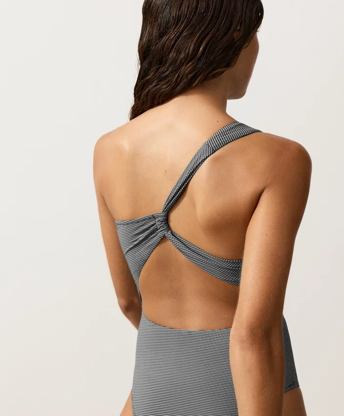 Mini Gingham Asymmetric Trikini Mini Gingham Asymmetric Trikini