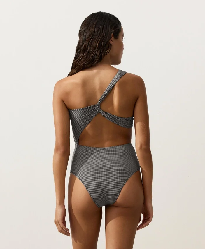 Mini Gingham Asymmetric Trikini Mini Gingham Asymmetric Trikini