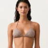 Mini Print Metallic Thread Triangle Bikini Top Mini Print Metallic Thread Triangle Bikini Top