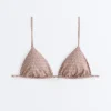 Mini Print Metallic Thread Triangle Bikini Top Mini Print Metallic Thread Triangle Bikini Top