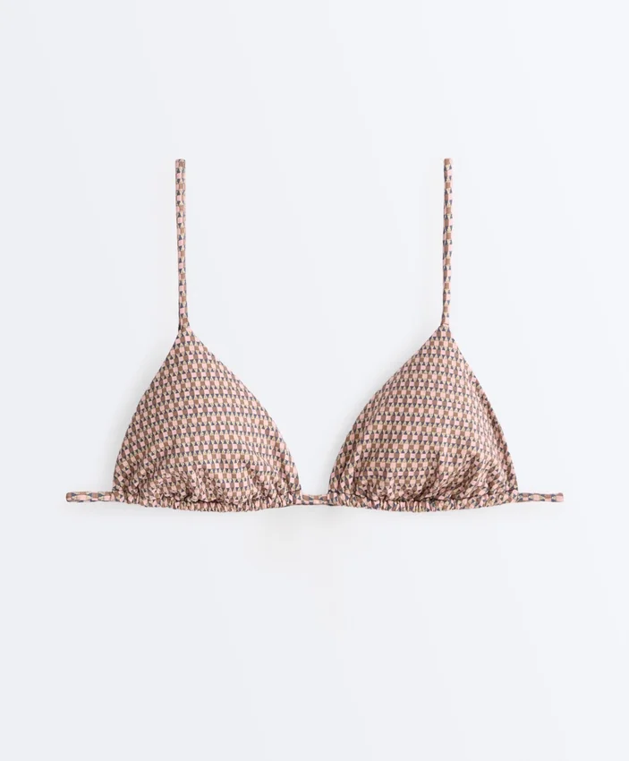Mini Print Metallic Thread Triangle Bikini Top Mini Print Metallic Thread Triangle Bikini Top