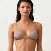 Mini Print Metallic Thread Triangle Bikini Top Mini Print Metallic Thread Triangle Bikini Top