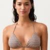 Mini Print Metallic Thread Triangle Bikini Top Mini Print Metallic Thread Triangle Bikini Top
