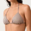 Mini Print Metallic Thread Triangle Bikini Top Mini Print Metallic Thread Triangle Bikini Top