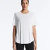 Modal Blend Short-Sleeved T-Shirt with Rounded Back Hem Modal Blend Short-Sleeved T-Shirt with Rounded Back Hem