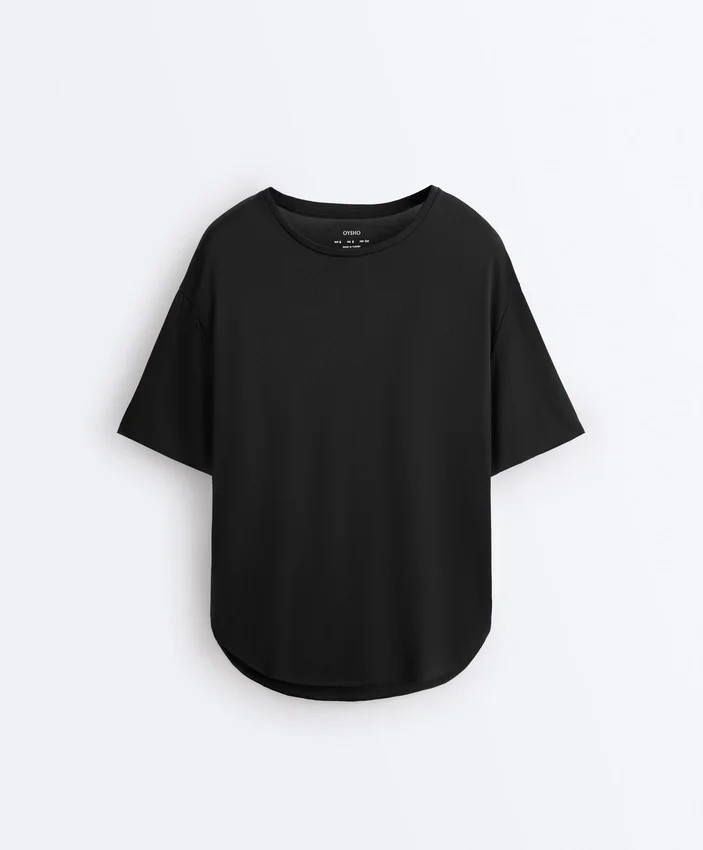 Modal Blend Short-Sleeved T-Shirt with Rounded Back Hem Modal Blend Short-Sleeved T-Shirt with Rounded Back Hem