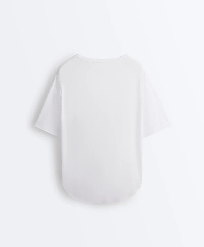 Modal Blend Short-Sleeved T-Shirt with Rounded Back Hem Modal Blend Short-Sleeved T-Shirt with Rounded Back Hem