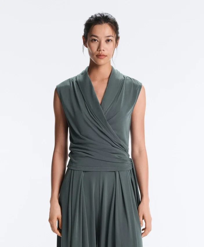 Modal Blend Sleeveless Crossover T-Shirt Modal Blend Sleeveless Crossover T-Shirt
