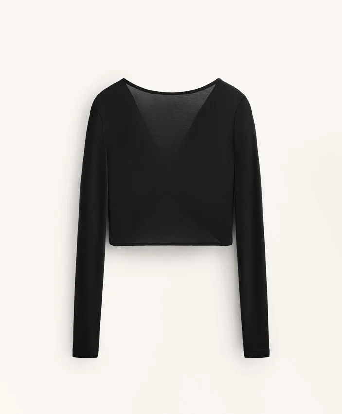 Multi-Position Long Sleeve Knotted Lyocell Blend T-Shirt Multi-Position Long Sleeve Knotted Lyocell Blend T-Shirt