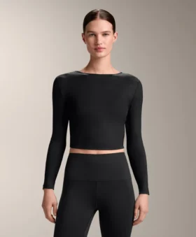 Multi-Position Long Sleeve Knotted Lyocell Blend T-Shirt