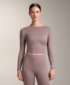 Multi-Position Long Sleeve Knotted Lyocell Blend T-Shirt