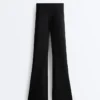 Neoprene-Effect High-Rise Flare Trousers