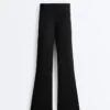 Neoprene-Effect High-Rise Flare Trousers