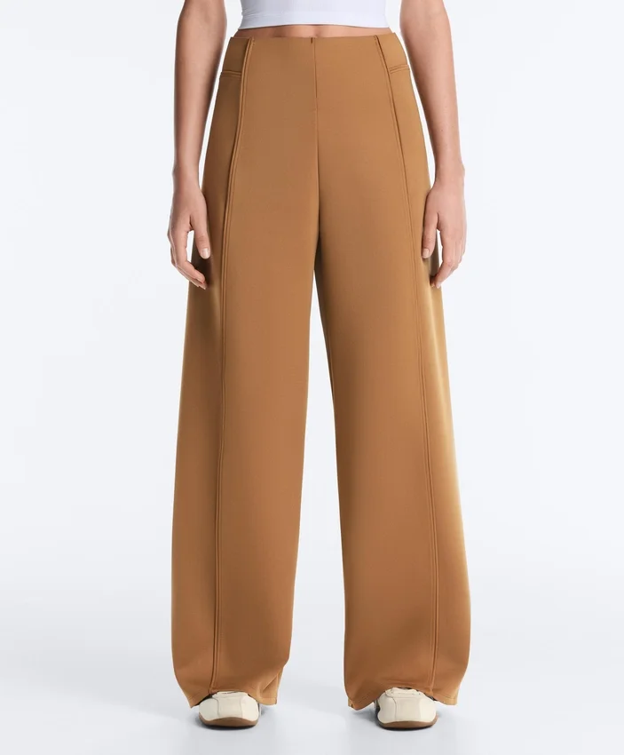 Neoprene Effect High Rise Wide-Leg Trousers Neoprene Effect High Rise Wide-Leg Trousers