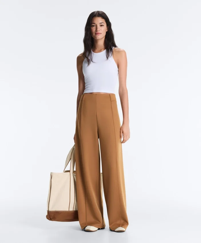 Neoprene Effect High Rise Wide-Leg Trousers Neoprene Effect High Rise Wide-Leg Trousers