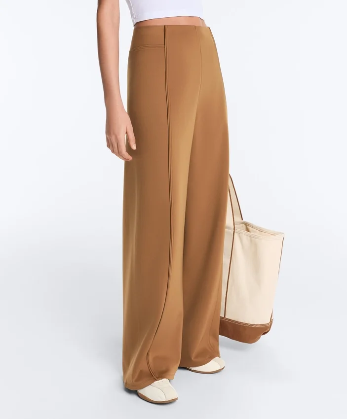 Neoprene Effect High Rise Wide-Leg Trousers Neoprene Effect High Rise Wide-Leg Trousers